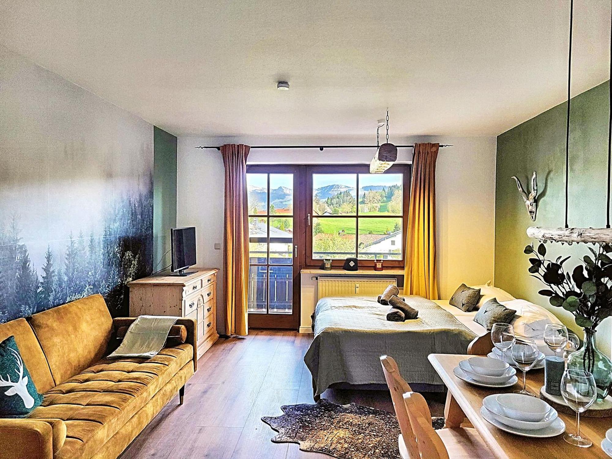Lindners Hideaways - Bergnest Lodge - Bergblick Fewo 6 Pers Balkon Garten Hund Ski Unterkunft Luftkurort Oberreute Naehe Buchenegger Wasserfaelle Eistobel Bodensee Exteriér fotografie